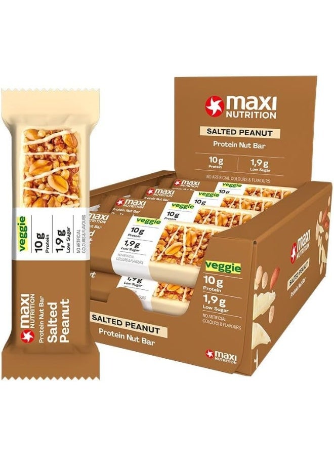 Maxi Nutrition Salted Peanut Protein Nut Bar | 10G Of Protein | With Veggies | Low Sugar | No Artificial Flavours And Colours | Box Of 12 Pcs | 46g - Image 1